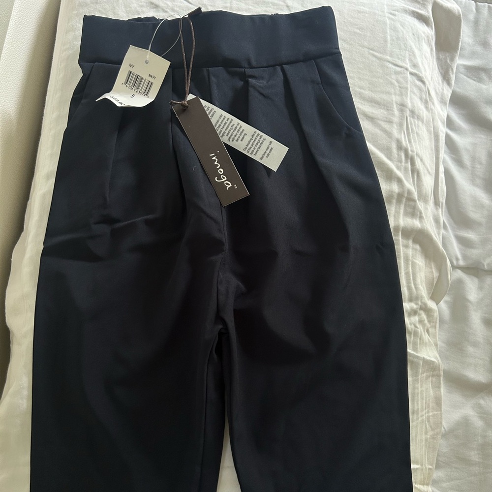 Imoga Navy Pleated Pants